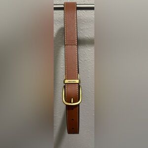 Coach Tan Leather Belt with Gold Hardware